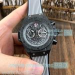 Copy Hublot Big Bang Unico Perpetual Grey Dial Black Carving Bezel Watch
